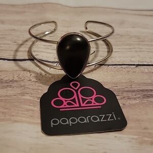 Paparazzi Black Stone Tear Drop Cuff Bracelet.